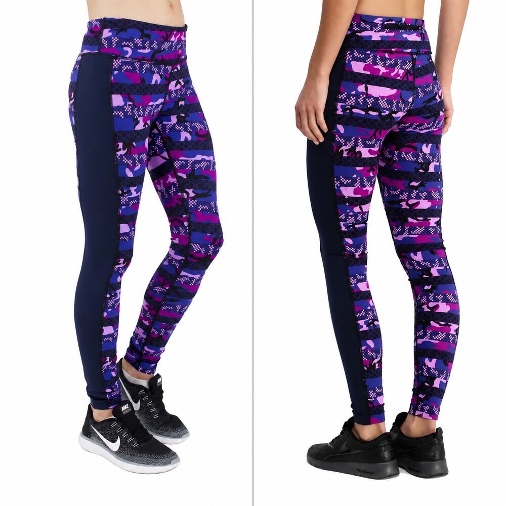Nike Women's Dri-Fit Clash Epic Lux Running Tights Zip Pocket Purple MEDIUM
